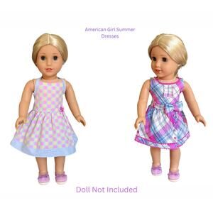 American Girl Set of (2) Summer Dresses & Purple Espadrille Shoes